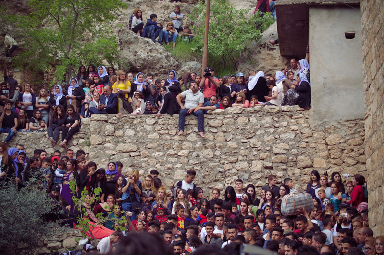 The courtyard becomes crowded on holidays