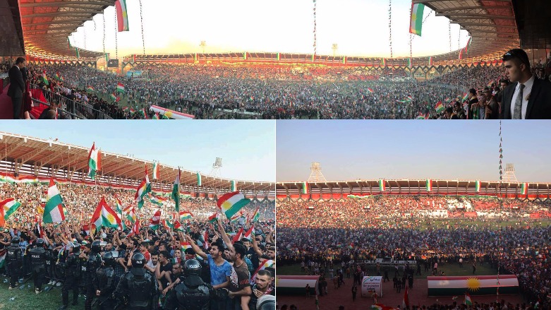 Tens of thousands of people rallied in a nearby stadium in Duhok in support of the referendum on independence which McGurk is asking the Kurds to postpone. (Photo: Social Media)