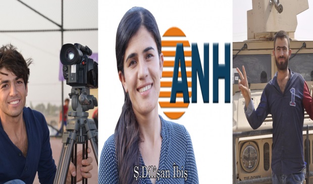 A Syrian Kurdish journalist Dilshan Ibish [M] lost her life in the attack. Also, journalists Rizgar Deniz [r] and Hoger Mohamad were wounded, south of Hasaka, Rojava, Syria, October 13, 2017. (Photo: ANHA)