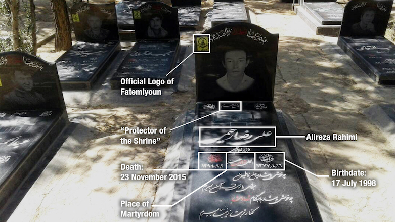 Tombstone of Alireza Rahimi, Behesht-e-Zahra Cemetery, Tehran, Iran. (Photo: HRW)