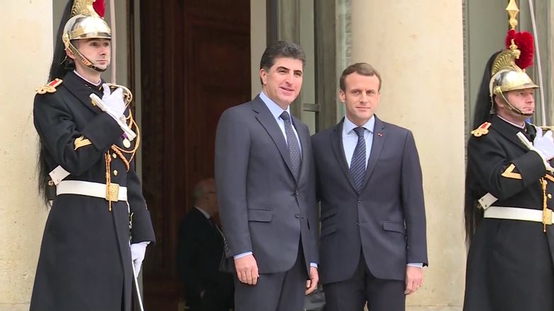 Macron û Nêçîrvan Barzanî di civînê de ne