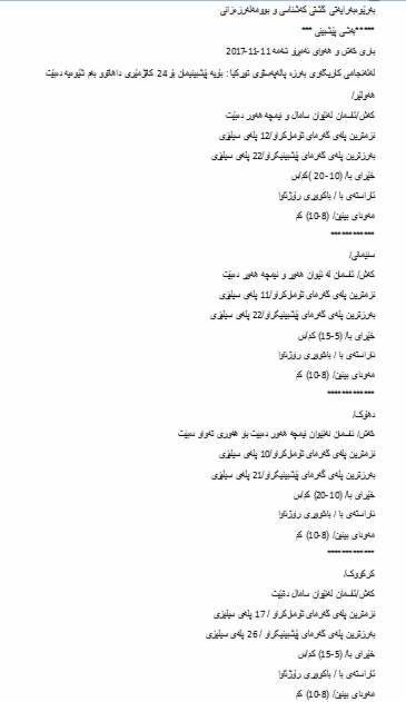 پێشبینیەكانی كەشناسی بۆ كەشوھەوای ئەمڕۆ