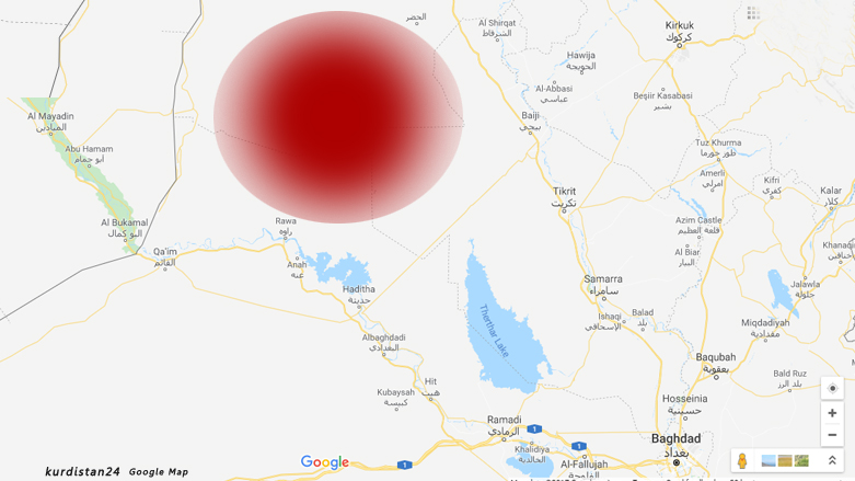 العملية الجديدة تشمل الصحراء الواقعة بين راوة في الانبار والحضر في نينوى - صورة من خارطة جوجل محررة من قبل كوردستان24