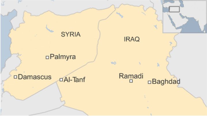 A map showing the al-Tanf border crossing. (Photo: BBC)
