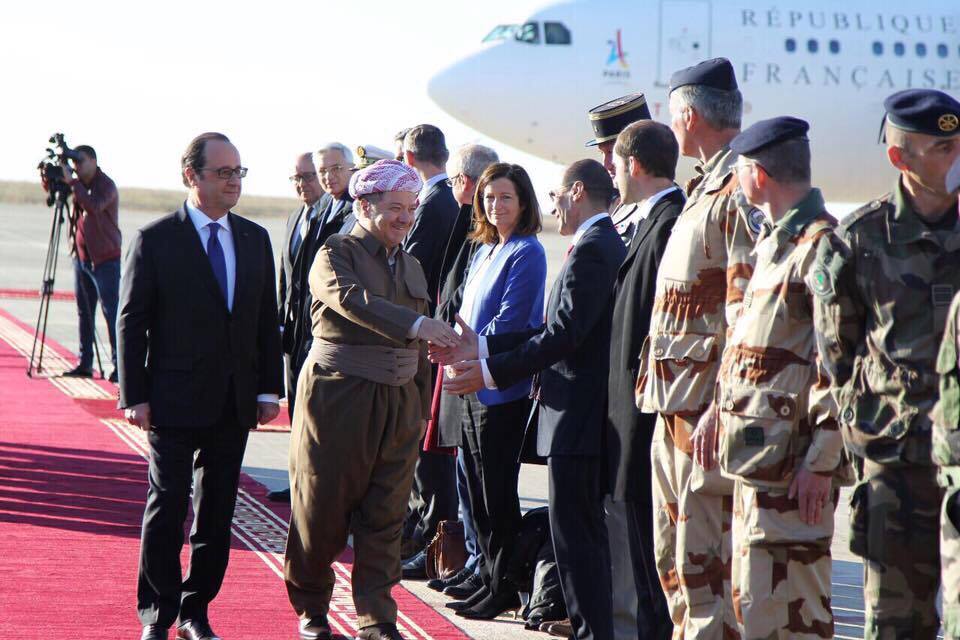 President Barzani greets French officials and military commanders accompanied French delegation.