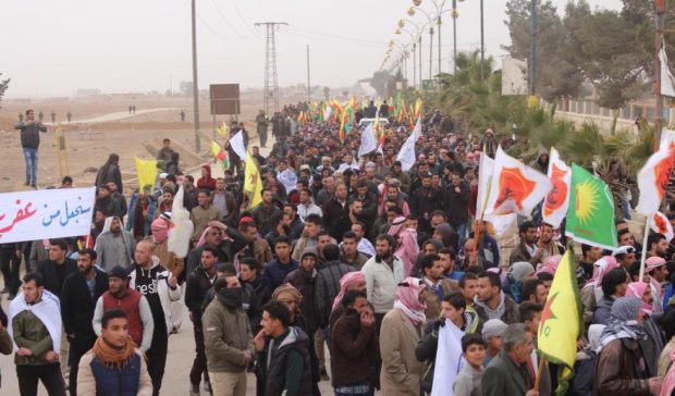 تظاهرات مردم قامشلو علیه حمله ارتش ترکیه به عفرین