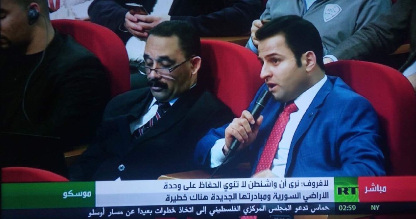 خۆشه‌وی محه‌مه‌د، به‌رپرسی نووسینگه‌ی كوردستان24 له‌ مۆسكۆ له‌ كاتی پرسیاركردن له‌ وه‌زیری ده‌ره‌وه‌ی رووسیا