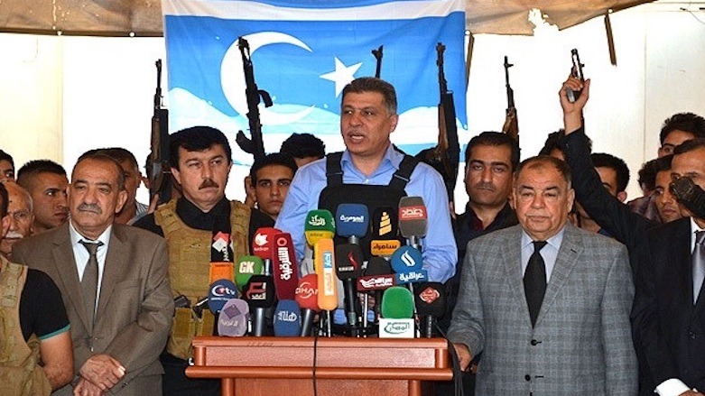 The leader of the Turkmen Front Party, Arshad Salihi, delivers a speech during a press conference in Kirkuk. (Photo: Archive)