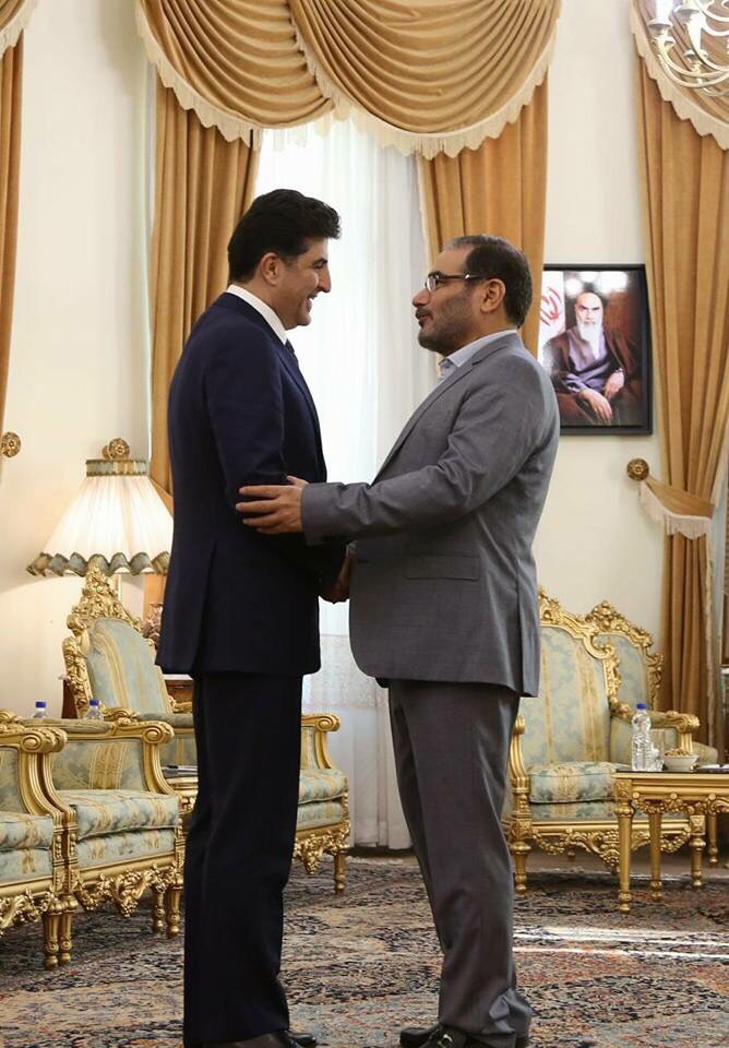 نێچیرڤان بارزانی و عەلی شەمخانی پەیوەندییەكانی ھەرێمی كوردستان و ئێران تاوتوێ دەكەن