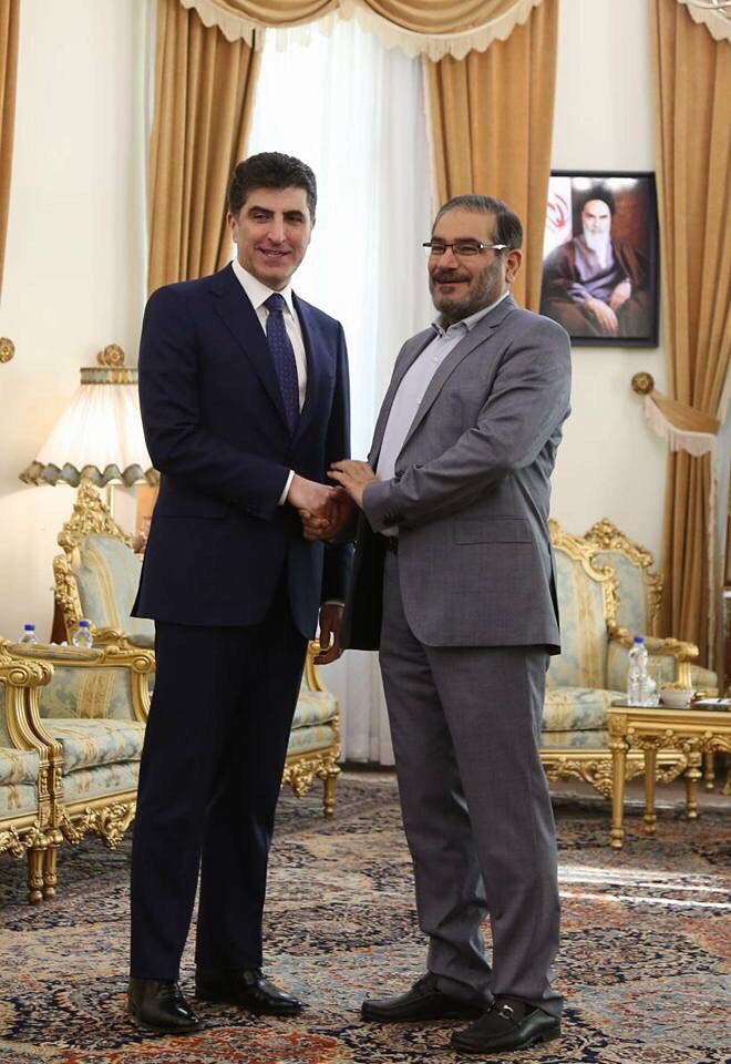 نێچیرڤان بارزانی و عەلی شەمخانی پەیوەندییەكانی ھەرێمی كوردستان و ئێران تاوتوێ دەكەن