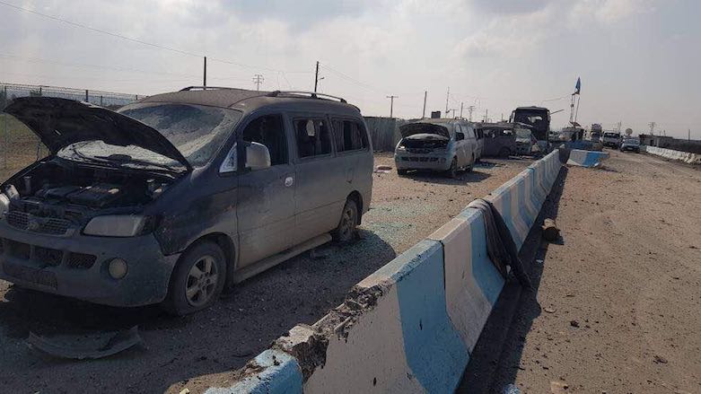 Damaged vehicles seen in the aftermath of Turkish airstrikes, Afrin, Syrian Kurdistan, Feb. 23, 2018. (Photo: Afrin Media Center)