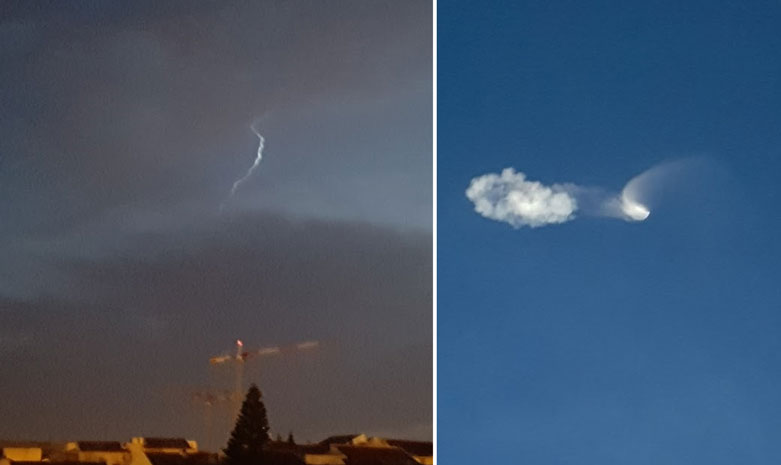 Missile contrails seen in Israel during overnight strikes in Syria. (Photo: Social Media)