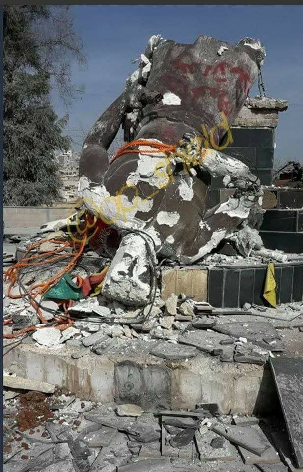 سوپاى توركيا و ميليشيا سوورييه‌كانى هاوپه‌يمانى توركيا په‌يكه‌رى كاوه‌ى ئاسنگه‌ريان رووخاندووه‌