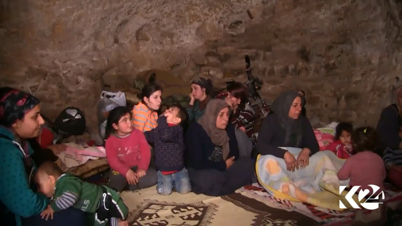 Civilians take shelter in caves from Turkish airstrikes and ground shelling, Afrin, Syrian Kurdistan, February 2018. (Photo: Kurdistan 24)