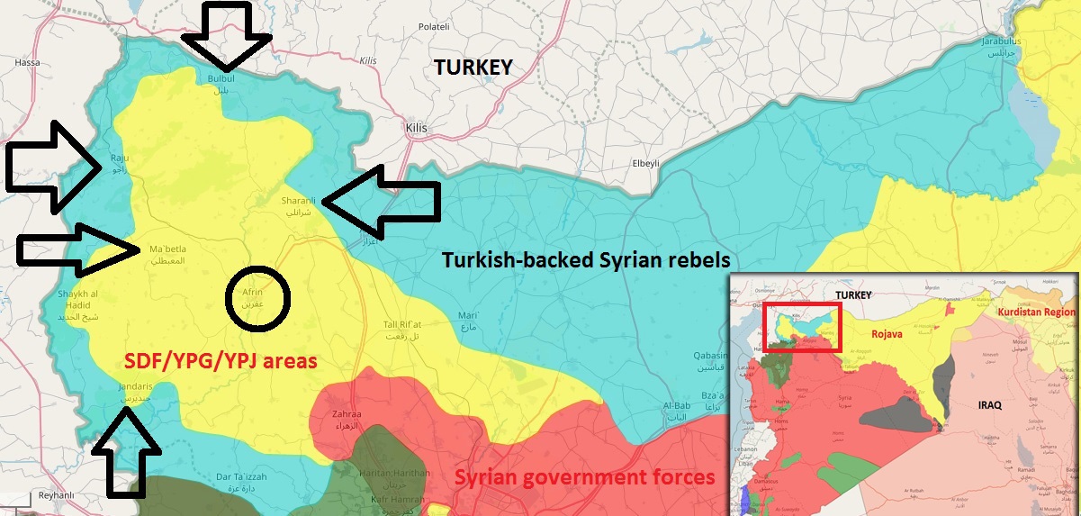 Turkish military intensifies bombardment on Afrin from four sides ...