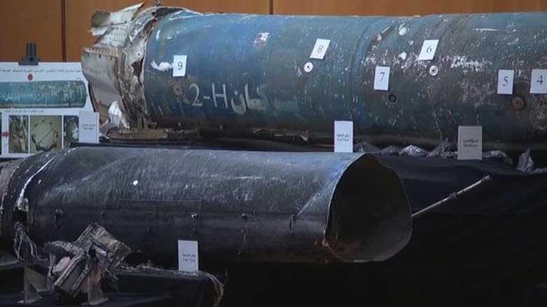 قطعات موشکهای ساخت ایران کە عربستان می‌گوید از سوی حوثی‌ها بە خاک این کشور شلیک شدە‌اند