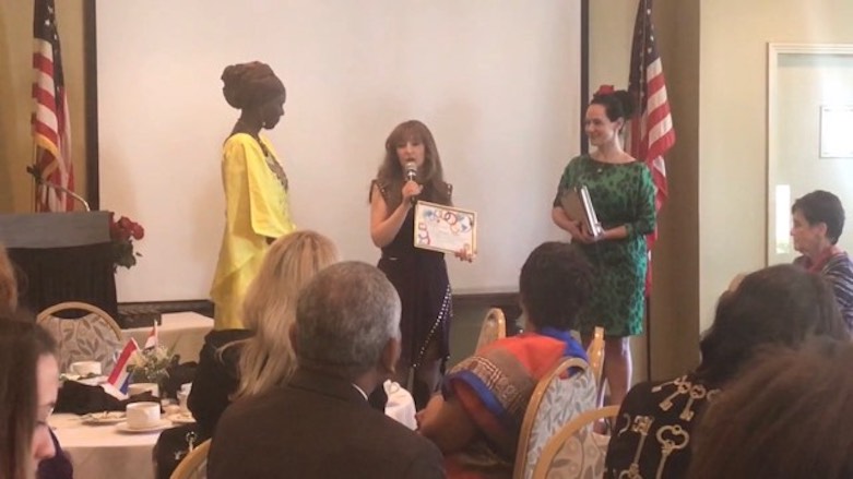 Soraya Fallah accepts her award during the second annual International Women in Diplomacy event in Los Angeles, California, United States, March 8, 2018. (Photo: Soraya Fallah)
