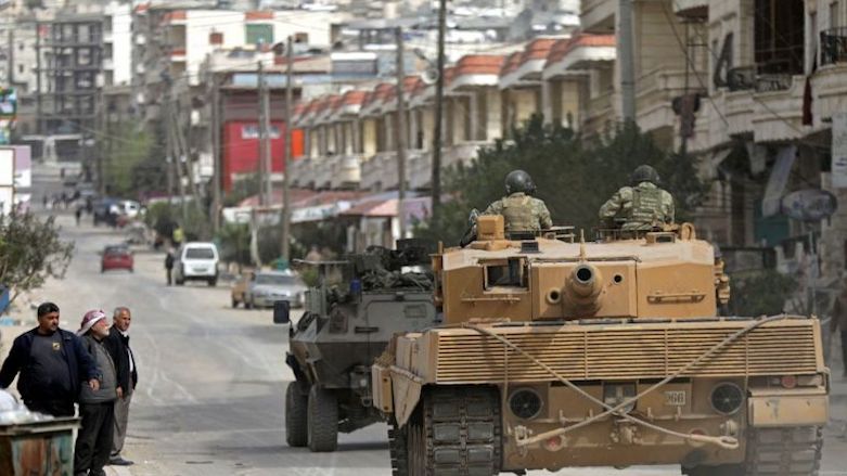 Turkish forces patrol an area in Afrin, Syrian Kurdistan on March 22, 2018. (Photo: Reuters)