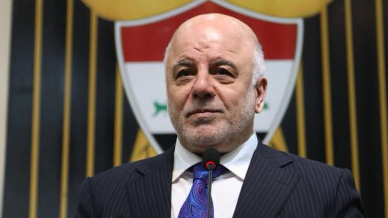 العبادي خلال كلمة له في برطلة (صورة من المكتب الاعلامي لرئيس الوزراء)