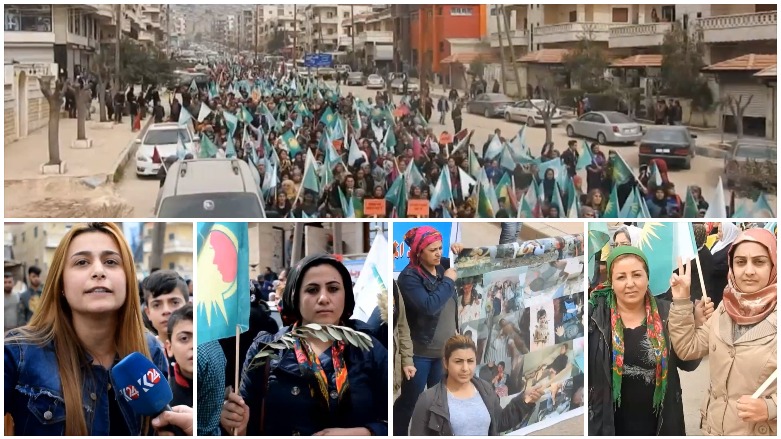 Jinên Efrînê banga rawestandin êrîşê Tirkiyê dikin 