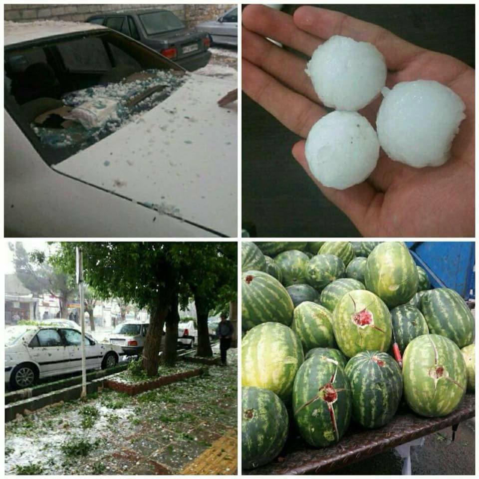 بارش تگرک به اندازه تخم مرغ در کرمانشاه