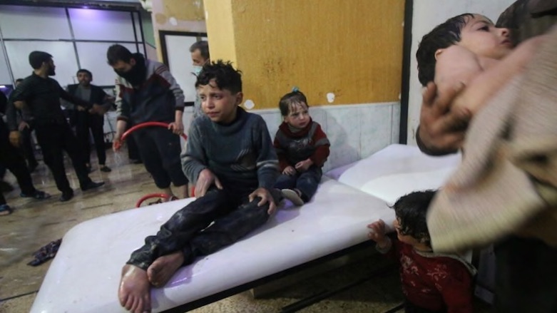 Affected Syrian kids wait to receive medical treatment after Assad regime forces allegedly conducted a poisonous gas attack on the rebel-held town of Douma, near Damascus, Syria. (Photo: Getty)