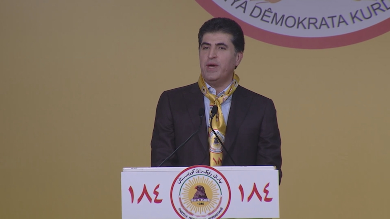 Nechirvan Barzani, Vice President of the KDP, delivers a speech in front of thousands of supporters in Erbil. (Photo: Kurdistan 24)