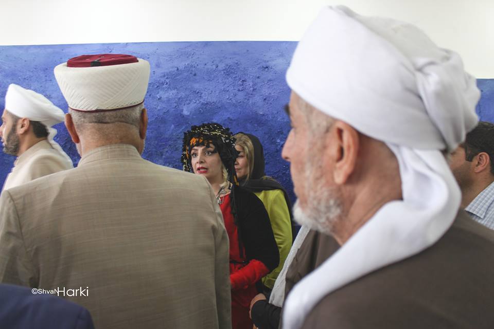 Muslim clerics attend an art exhibition at the Altun Mosque in the Kurdistan Region capital of Erbil. (Photo: Shvan Harki)