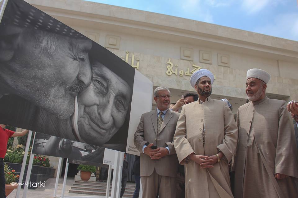 Muslim clerics attend an art exhibition at the Altun Mosque in the Kurdistan Region capital of Erbil. (Photo: Shvan Harki)