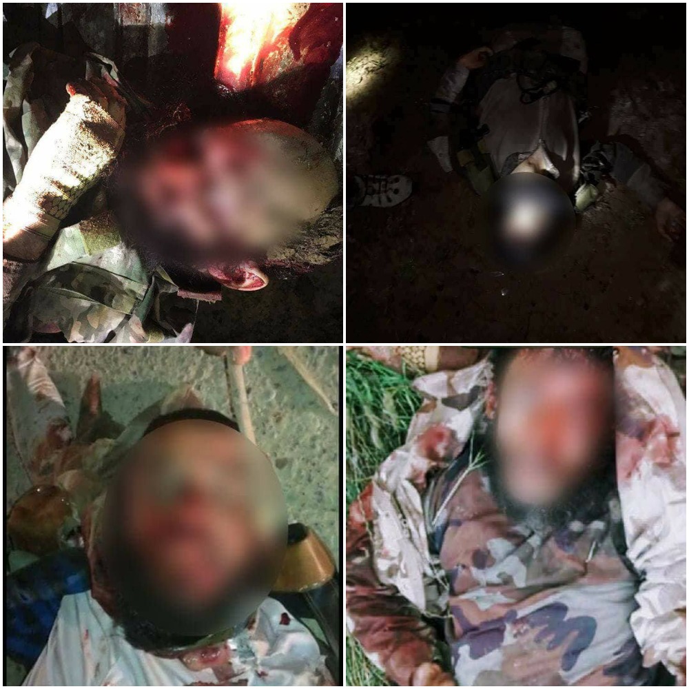 صور لاربعة قتلى من داعش - صور: الحشد الشعبي