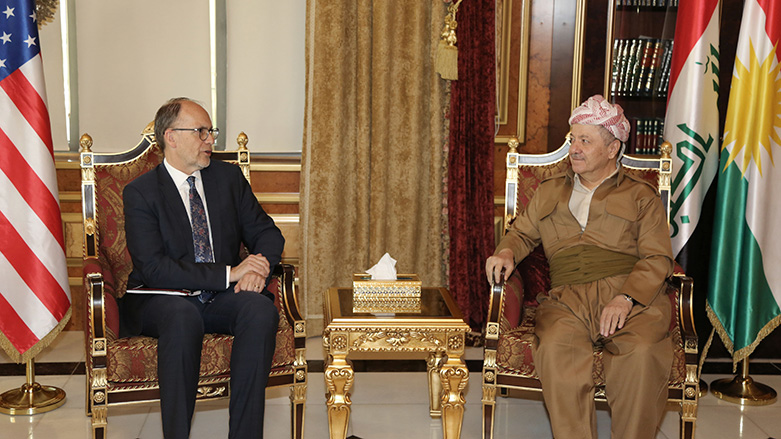 A meeting between KDP President Masoud Barzani and US Ambassador to Iraq Douglas Silliman, June 11, 2018.