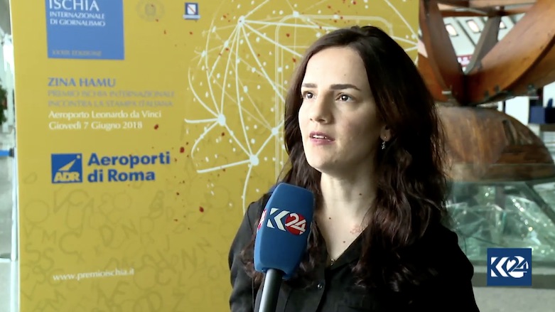 Zina expressed her delight at receiving the 2018 Ischia Prize for Human Rights during an interview with Kurdistan 24. (Photo: Kurdistan 24)