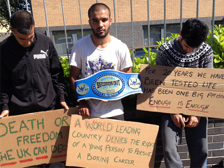 The Kamil family protested in front of the Home Office in Glasgow demanding a decision on their immigration case. 