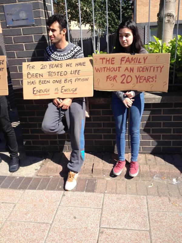 The Kamil family protested in front of the Home Office in Glasgow demanding a decision on their immigration case. 