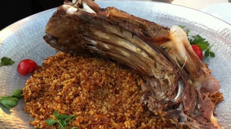 Lamb ribs on savar -a type of bulgur wheat, is a local dish in Mardin, a city in Kurdistan of Turkey. (Photo: Bourdain)