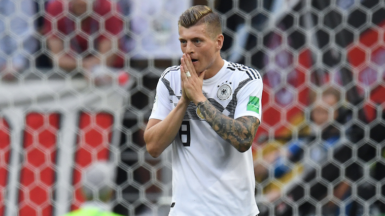 Germany's midfielder Toni Kroos gestures during the 2018 World Cup Group F football match between Germany and Mexico at the Luzhniki Stadium in Moscow, Russia, on June 17, 2018. (Photo: AFP/Kirill Kudryavtsev)