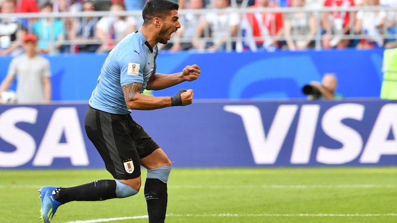 Uruguay's forward Luis Suarez celebrates his team's second goal during the 2018 World Cup Group A football match between Uruguay and Russia at the Samara Arena in Samara, Russia, on June 25, 2018. (Photo: AFP/Emmanuel Dunand)