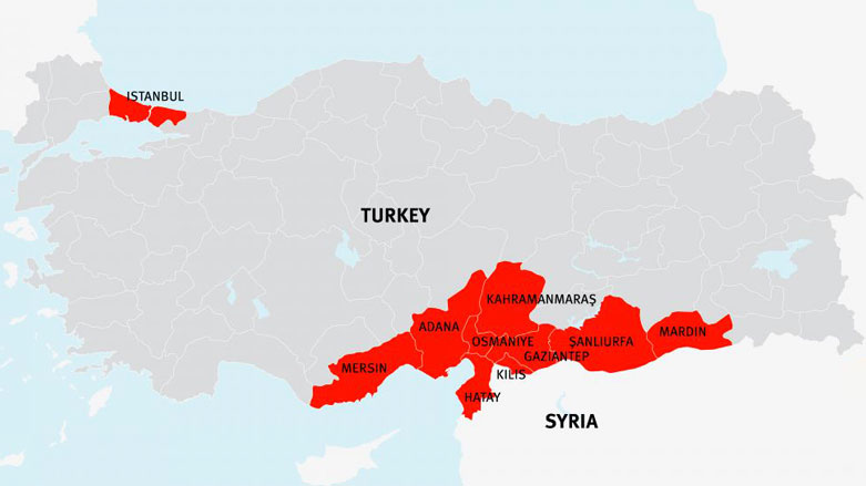 A map showing the provinces where the new restrictions apply. (Photo: HRW)