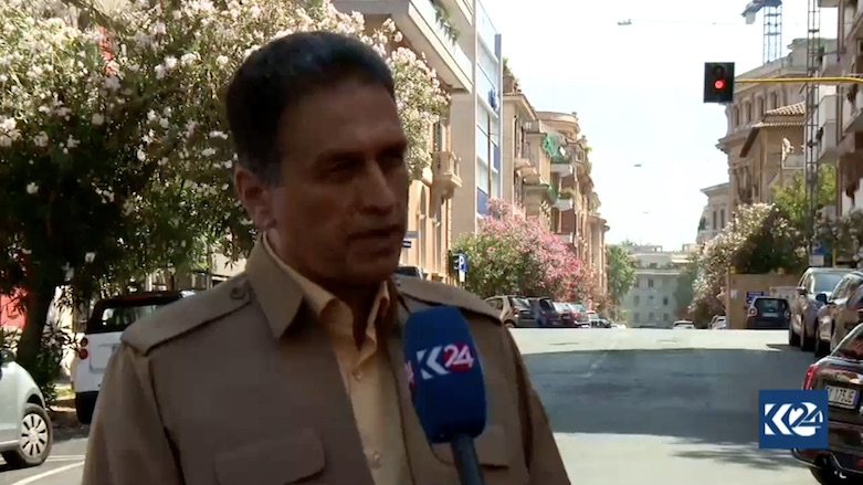Deputy of the Ministry of Peshmerga Sarbast Lazgin during an interview with Kurdistan 24 in Rome, Italy, July 19, 2018. (Photo: Kurdistan 24)