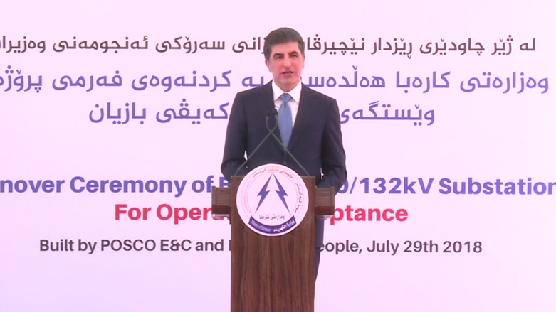 Kurdistan Region Prime Minister, Nechirvan Barzani, during the opening ceremony of a new station in Sulaimani. (Photo: Kurdistan 24)