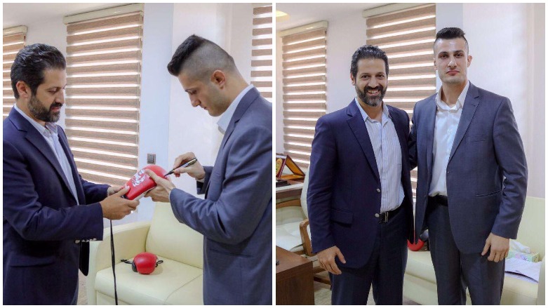 Ali Qaradaghy poses for a photo with Kurdistan Regional Government (KRG) Deputy Prime Minister Qubad Talabani on July 25, 2018. (Photo: Facebook/Ali Qaradaghy)