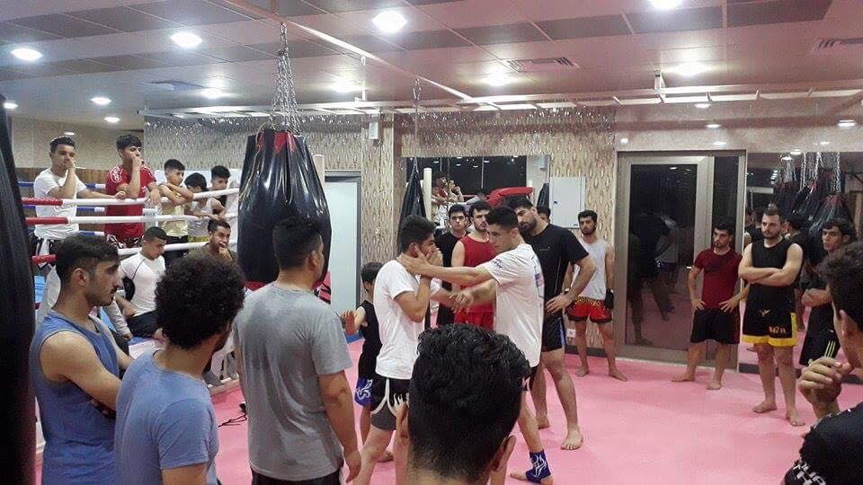 Kurdish fighter Ali Qaradaghy leads training workshops for Muay Thai and kickboxing in the Kurdistan Region. (Photo: Facebook/Ali Qaradaghy)