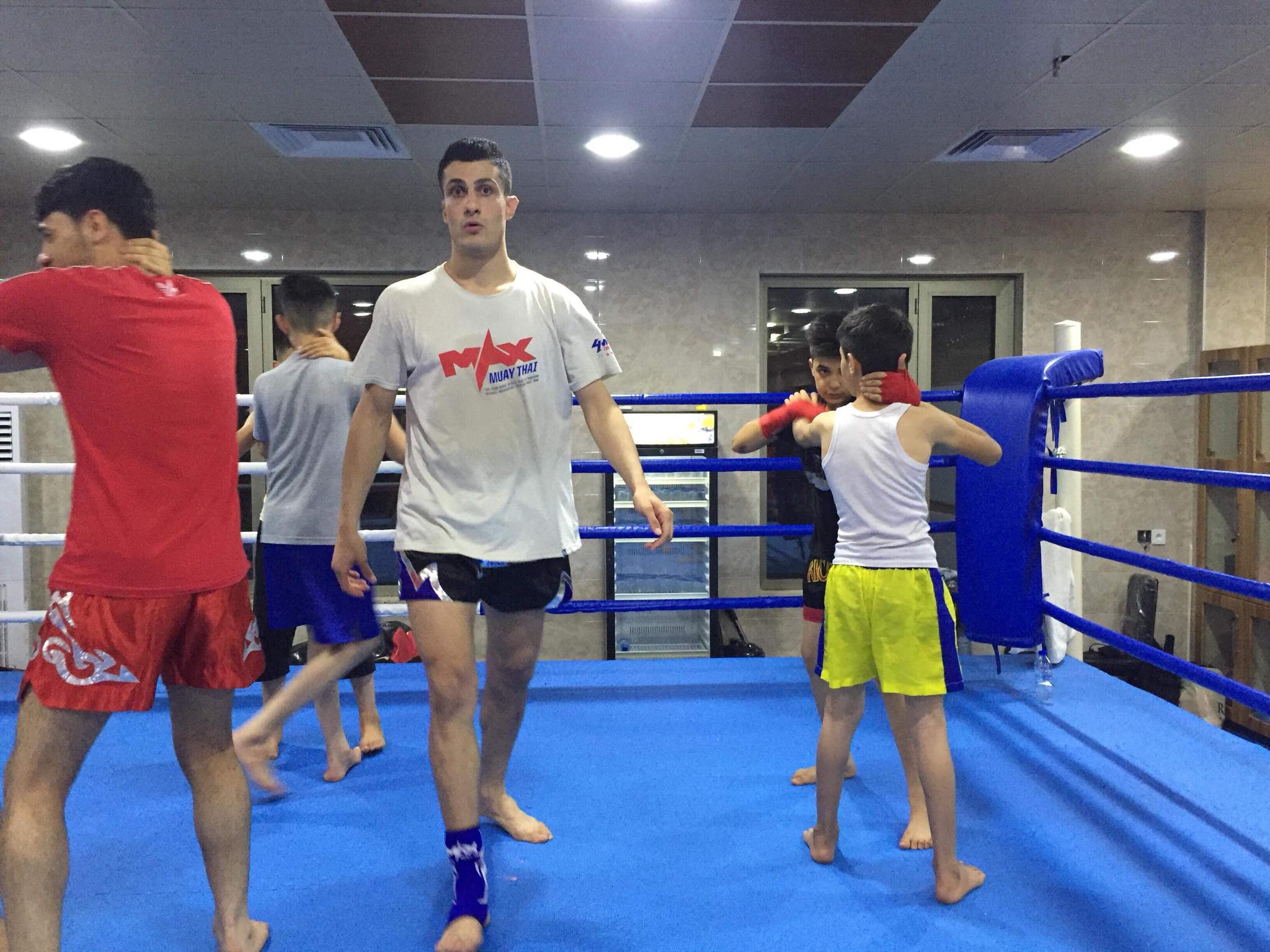 Kurdish fighter Ali Qaradaghy leads training workshops for Muay Thai and kickboxing in the Kurdistan Region. (Photo: Facebook/Ali Qaradaghy)