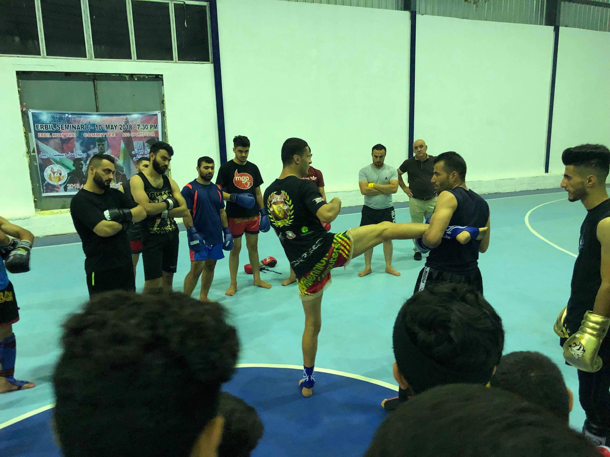 Kurdish fighter Ali Qaradaghy leads training workshops for Muay Thai and kickboxing in the Kurdistan Region. (Photo: Facebook/Ali Qaradaghy)