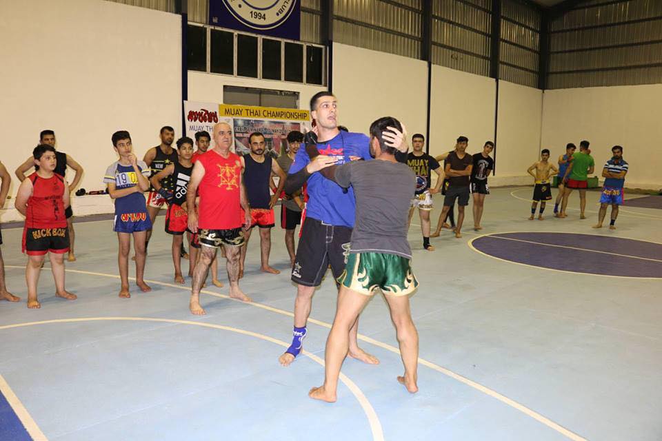 Kurdish fighter Ali Qaradaghy leads training workshops for Muay Thai and kickboxing in the Kurdistan Region. (Photo: Facebook/Ali Qaradaghy)