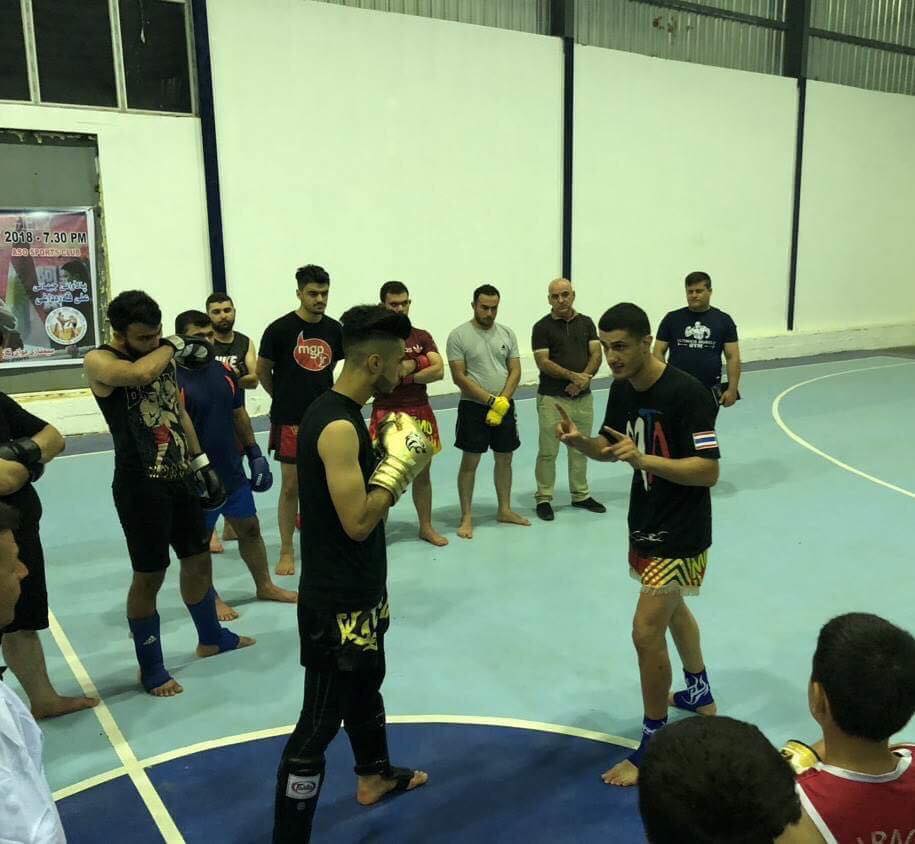 Kurdish fighter Ali Qaradaghy leads training workshops for Muay Thai and kickboxing in the Kurdistan Region. (Photo: Facebook/Ali Qaradaghy)