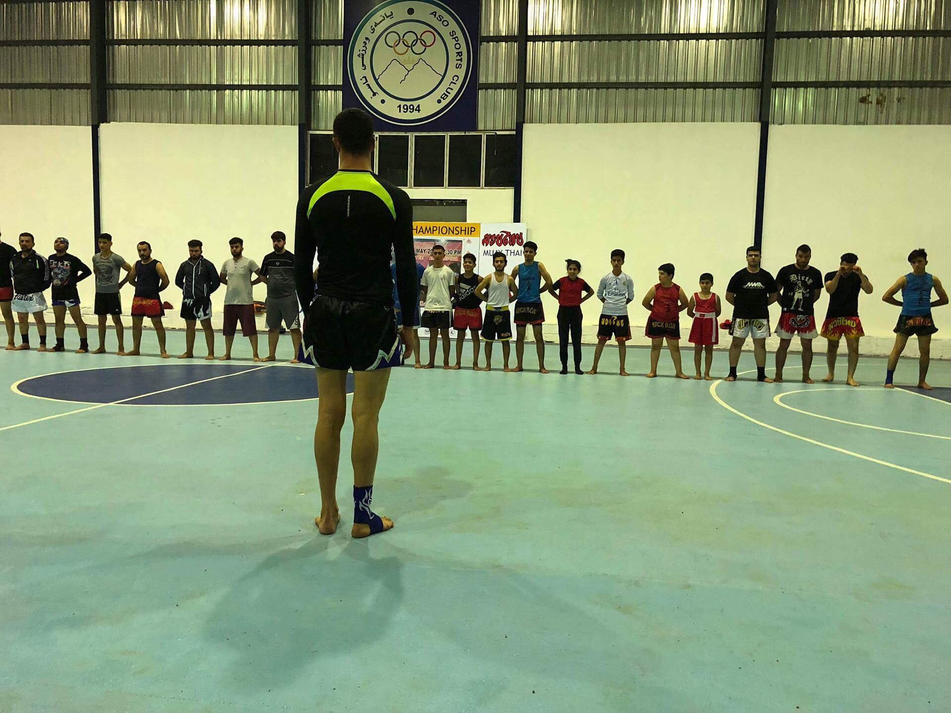 Kurdish fighter Ali Qaradaghy leads training workshops for Muay Thai and kickboxing in the Kurdistan Region. (Photo: Facebook/Ali Qaradaghy)