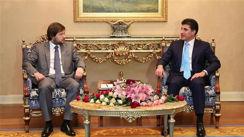 Russian Deputy Minister of Energy, Vladislav Baryshnikov, (L), and KRG Prime Minister, Nechirvan Barzani (R). (Photo: KRG)