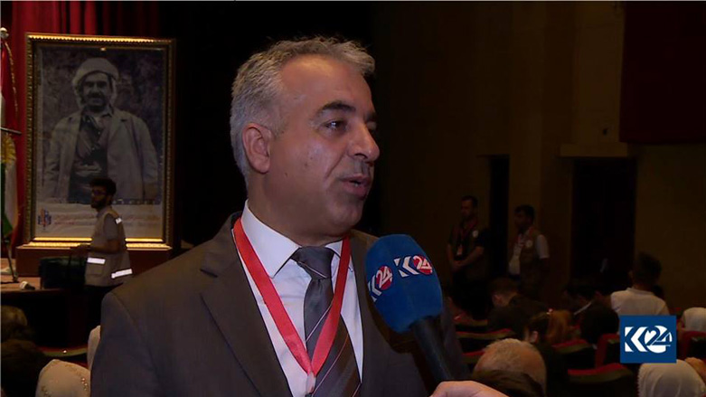 Mousa Ahmed, head of the Erbil-based Barzani Charity Foundation (BCF), speaking at the ceremony in Erbil, Kurdistan Region, Aug. 13, 2018. (Photo: Kurdistan 24)