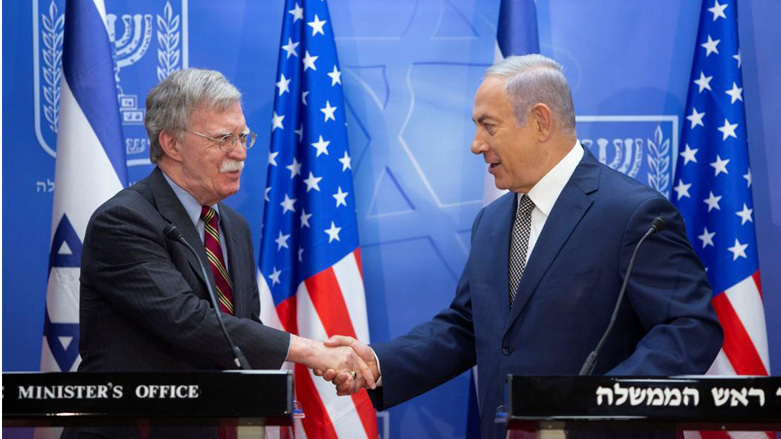 Israeli Prime Minister Benjamin Netanyahu (R) with John Bolton, US national security adviser, in Jerusalem, Aug. 20, 2018. (Photo: Sebastian Scheiner /Pool via Reuters)
